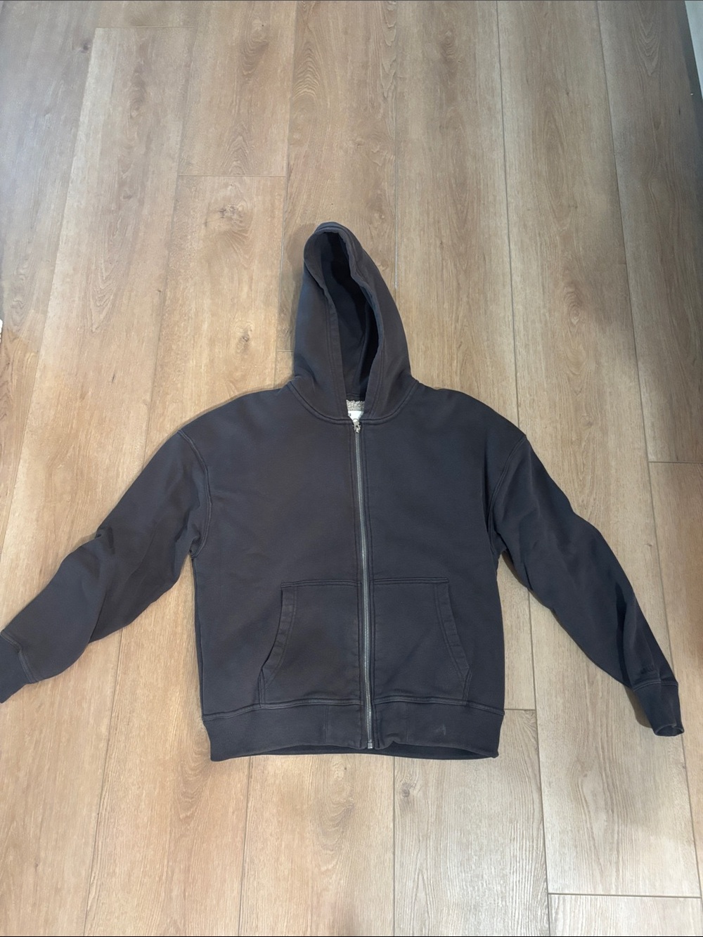 Hollister Black & Cream Sherpa-Lined Boxy Hoodie